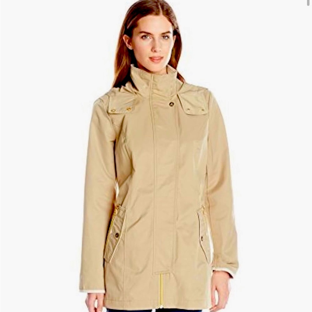 Sam Edelman Women's Natalia Zip Front Rain Coat Large
